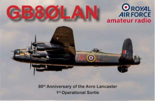 An image of the QSL card for GB80LAN special event