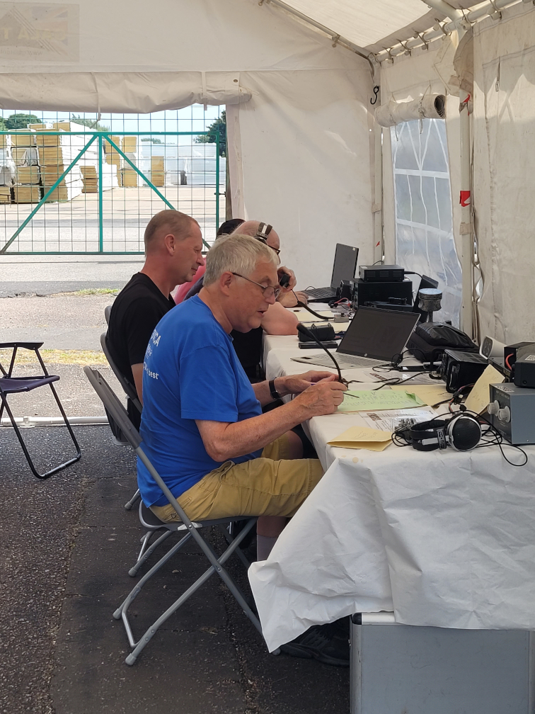 Radio operators at G B 0 E E L special event station